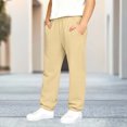 thumbnail image 2 of Hinvhai Boys Sweatpants Kids Elastic Waist Casual Joggers Active Athletic Pants with Pockets Khaki 130(130), 2 of 8