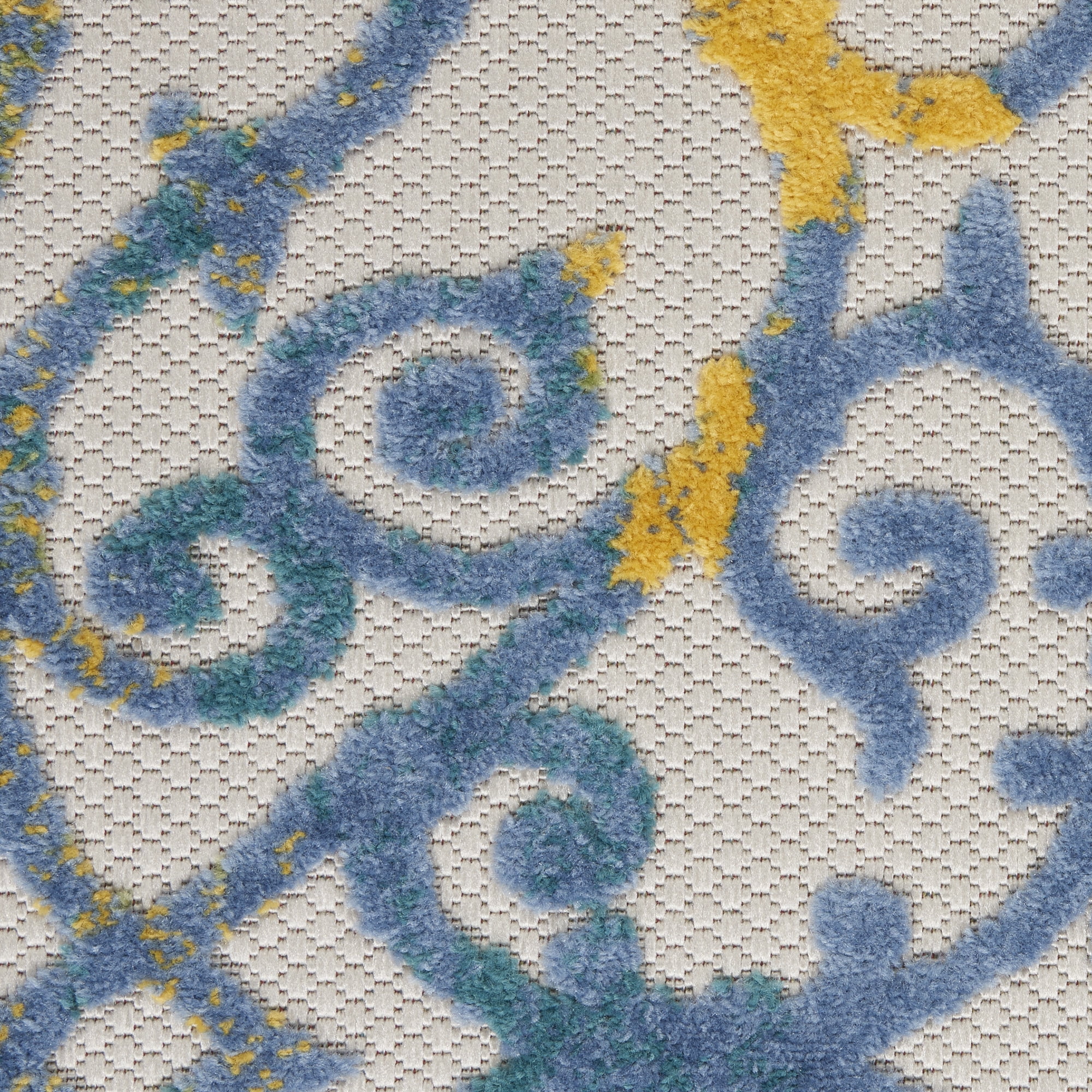 Nourison Aloha Indoor/Outdoor Ivory Blue 9' x 12' Area Rug, (9x12)