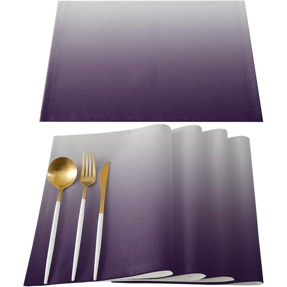 Placemats for Dining Table Set of 4 Purple Gray Gradient Linen Table Mats for Kitchen Table Mat No-Skid Insulation Placemat Washable Placemats