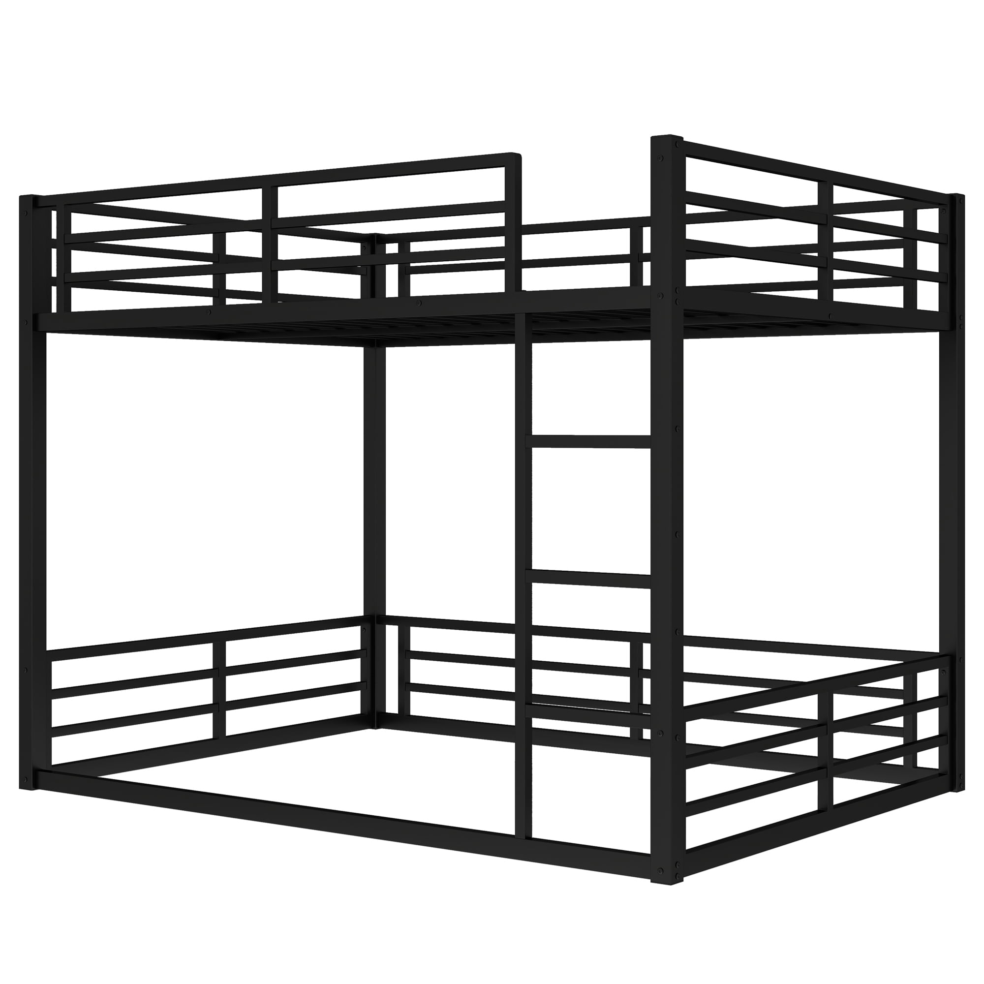 Leumius Metal Bunk Bed,Queen over Queen Bunk Bed Frame for Kids/Teens/Adults,Space-Saving/Noise Reduced/No Box Spring Needed,Black