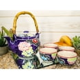 thumbnail image 7 of Space Purple Victorian Colorful Large Floral Blooms 25oz Tea Pot With 4 Cups Set, 7 of 7