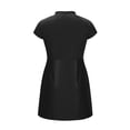 thumbnail image 5 of Xdegoge Chic Faux Leather Dress for Women Mini Shift V Neck Sleeveless Sundress Solid Suede Splice Party Club Work, 5 of 7