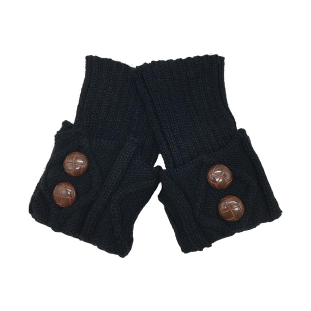 1 par de calcetines de punto de ganchillo para mujer, calcetines cortos de invierno negro