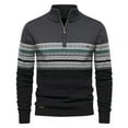 thumbnail image 2 of WRKEKC Men's Quarter Zip Sweater Striped Print Cable Knit Thickened Soft Warm Regular Fit Stylish Versatile Fall Winter Casual Pullover, 2 of 3