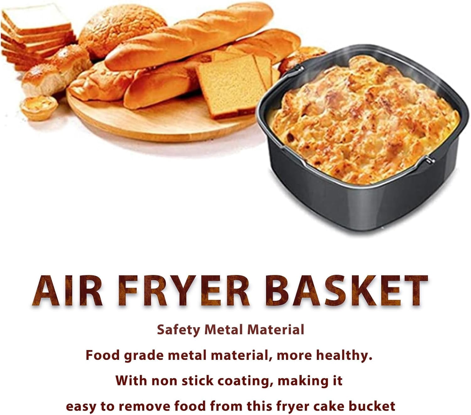 ABCISI Air Fryer Accessory, Nonstick Air Fryer Cake Barrel for Home Kitchen, Pizza Bread Baking Pan for 3.8QT-8QT Standard Deep Fryers, Dishwasher Safe(7 inch)