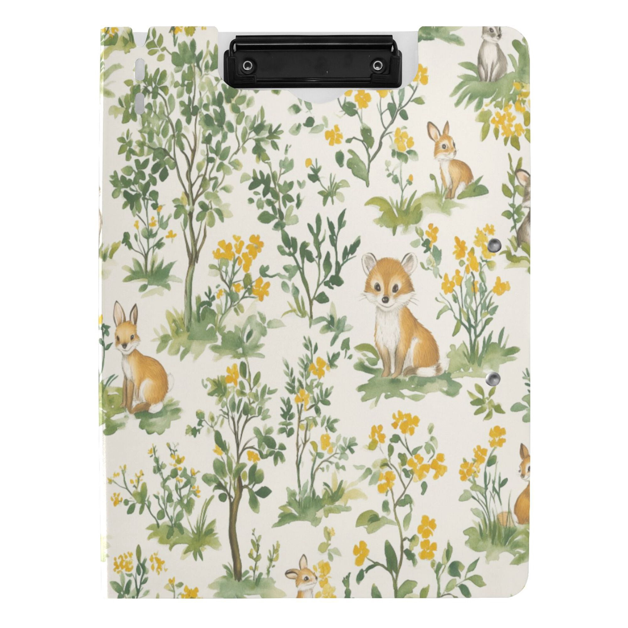 FORMRS A4 Clipboard Folder with Pen Holder Horizontal Foldable School Office Binder, Watercolor Animals Pattern