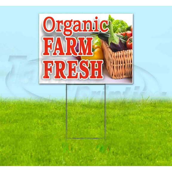 Organic Farm Fresh (18"x24") Corrugated Plastic Yard Sign, Bandit, Lawn, Decorations, New, Advertising, USA