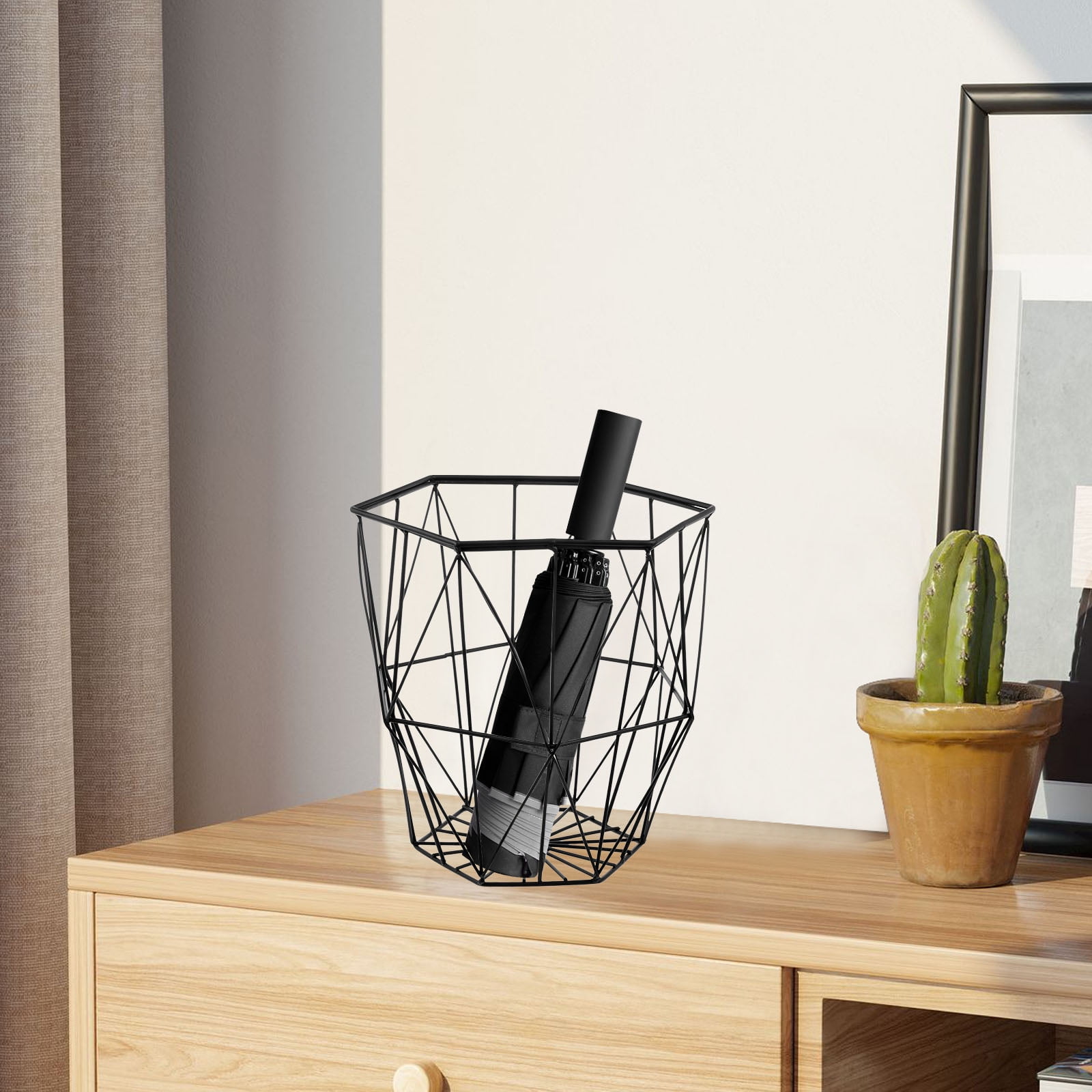 UPOUART Black Umbrella Stand for Hallway - Space-Saving Compact Design with Holder for Organized Storage