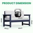 thumbnail image 5 of RIAFUN 2-Seater Outdoor Patio Conversation Sofa, Weather-Resistant HDPE Sofa with Khaki Cushions, Navy Blue Frame for Backyard Deck, 5 of 5