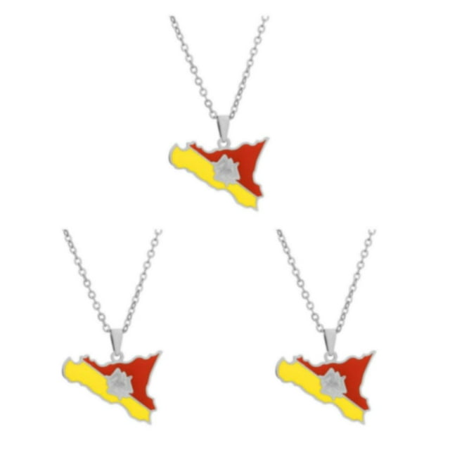 Transemion Pendentif Collier Idée Cadeau Unique Adapté à Tous les Âges Couleur Acier 3Ensemble