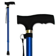 RMS Walking Cane - Adjustable Walking Stick - Lightweight Aluminum Offset Cane with Ergonomic Handle and Wrist Strap - Ideal Daily Living Aid for Limited Mobility (Blue)