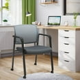 thumbnail image 2 of CLATINA Grey Waiting Room Chair with Wheels Mesh Back Stacking Arm Chairs with Upholstered Fabric Seat and Ergonomic Lumbar Support for Office School Church Guest Reception, 2 of 9