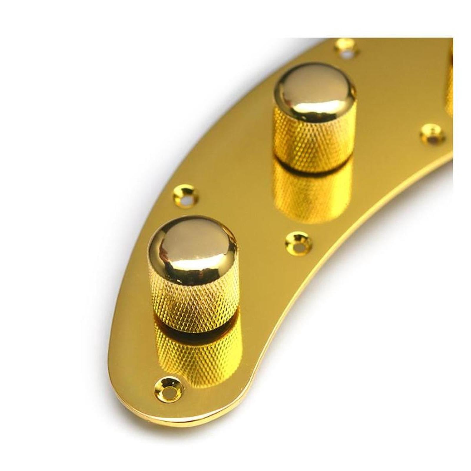 QccHieUs BASS Switch Control Plate Fully Loaded Controls with Switch Button, Replacement, gold