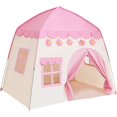 thumbnail image 1 of Regalo de tienda de campaña para niños, para niñas y niños, casa de juegos de princesas, castillo rosa, tienda de campaña de cuento de hadas, interior y exterior, cumpleaños, 1 of 5