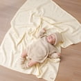 thumbnail image 3 of YIXPOH Baby Blanket 100% Organic Cotton Knit Swaddle Blanket Soft Warm Receiving Blanket for Newborns Off White, 3 of 7