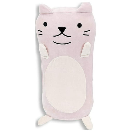Adorable Large Stuffed Animal Plush Huggable Cat Pillow for Kids (18 x 6) - Pink