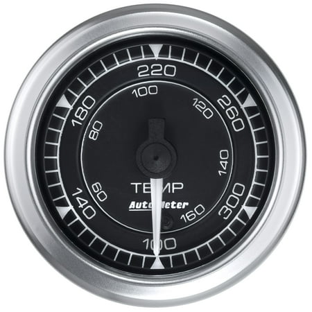 - AutoMeter 8140 Chrono Oil Temperature Gauge; 2-1/16 in.; Black Dial Face; White LED; Electric Digital Stepper Motor; 140-380 Degree F;