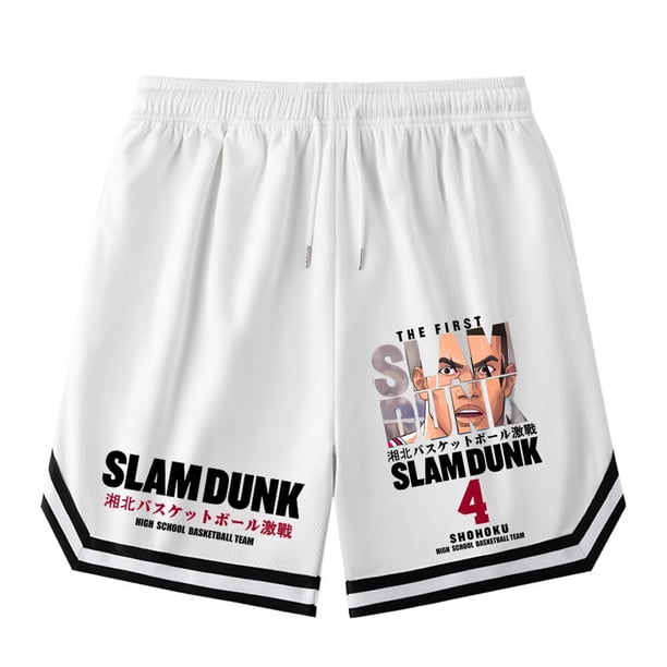 Pantalones cortos de Anime Slam Dunk para hombre, pantalones cortos de baloncesto SHOHOKU Sakuragi Hanamichi, pantalones casuales de verano de gran tamaño, pantalones de cinco puntos para correr