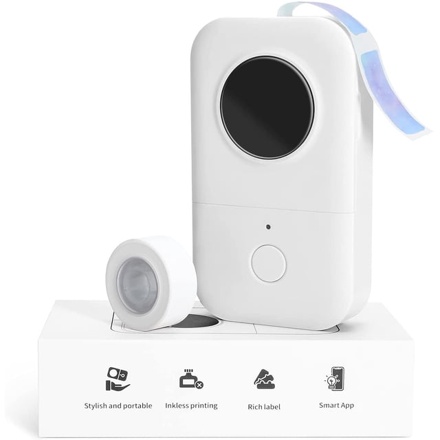 Label Maker D30 2021 Portable Wireless Connection Label Printer Tape Included Multiple Templates Available for Phone Tablet Compatible with Phomemo D30 iOS&Android-white