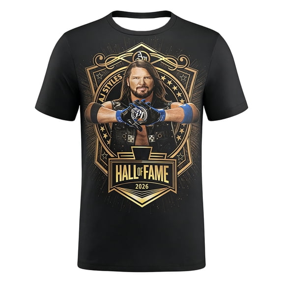 AJ Styles Hall of Fame 2026 T-shirt Crewneck Short Sleeve Tee Women Men Streetwear Tops