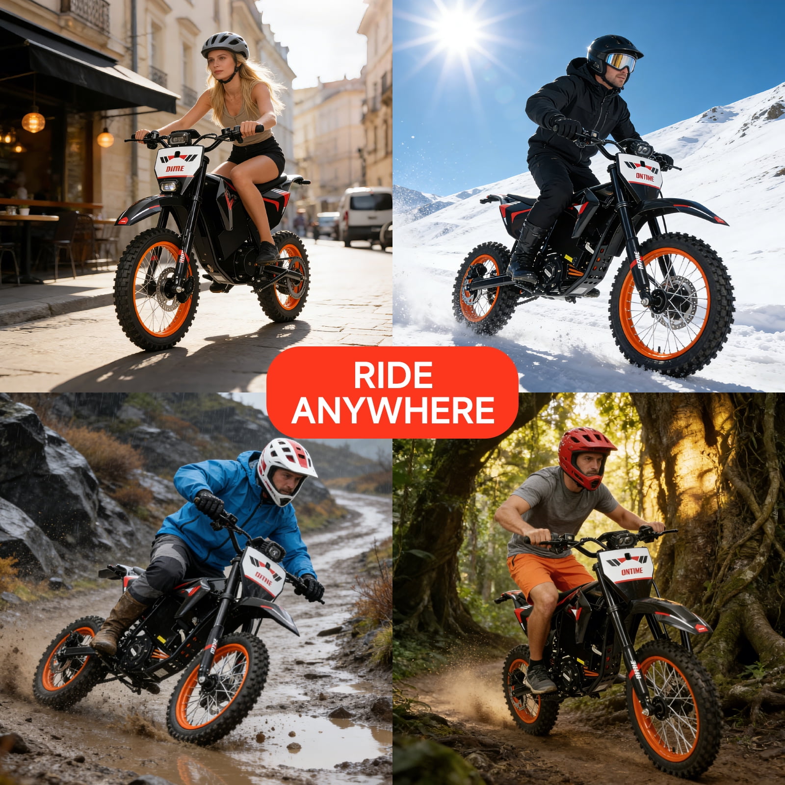 4500W Peak Electric Dirt Bike, 60V 28.8AH Battery Electric Motorcycle, 50MPH Max Speed & 60 Miles Range, Mid-Drive Motor, Dual Hydraulic Brakes, 14"/12" Fat Tire Off-Road E Bike for Adults, IP65 Wate