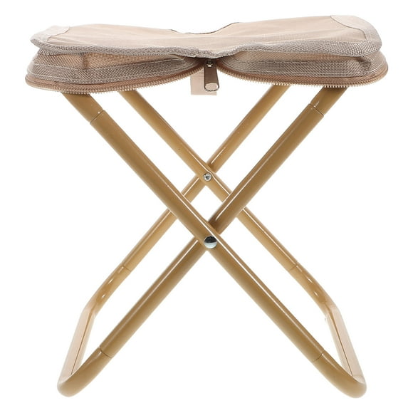 AURARMLET Outdoor Foldable Stool Khaki Steel Pipe Compact Design For Picnics 1Pack