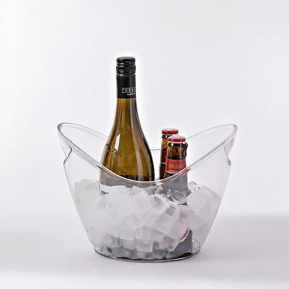 Acrylic Ice Bucket, Transparent Champagne Wine Cooler Holder with Thickened Wall for Bar, KTV, Party, Home