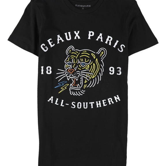 Elevenparis Womens Geaux Paris 1893 Graphic T-Shirt, Black, X-Small