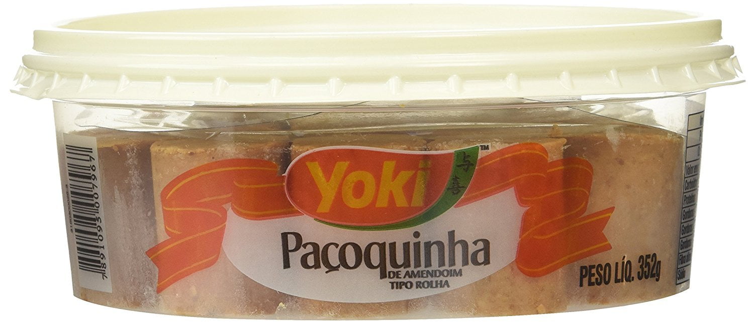 YOKI Pacoquinha Doce de Amendoim Rolha 1.25 kg. | Ground Peanut Candy Roll  2.75 lbs. - 56 Rolls. Gluten Free.