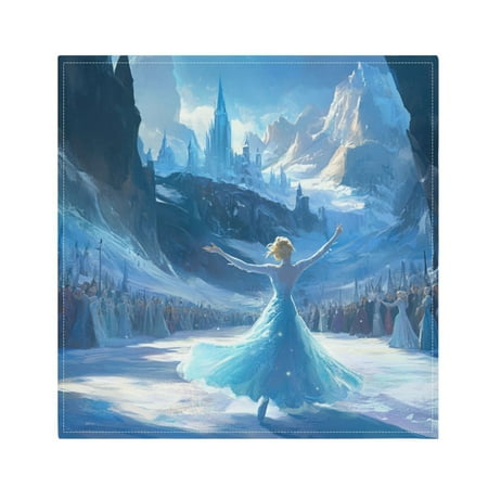 

WOBOGO Ice Princess Dancing on The Ice Pattern Cloth Napkins 4 Pieces Soft Elegant Touch Durable Absorbent Quick Drying for Elegant Dining