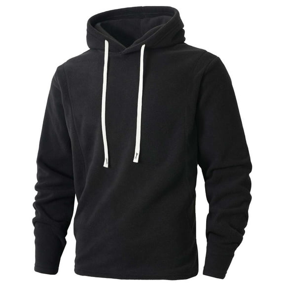 Zylanna Men's Hoodie Pullover, with Drawstring Fleece Lined Stretchy Solid Color Casual Sweatshirts for Men Black