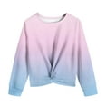thumbnail image 6 of Tao Tao Girls Casual Twist Front Lightweight Sweatshirt Tie Dye Printed Long Sleeve Crop Tops Pullover Blue 5 Years, 6 of 6