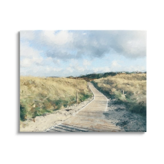 Stupell Coastal Boardwalk Path Landscape Landscape Painting Gallery Wrapped Canvas Print Wall Art