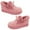 Pink, variant on Xinyolin Women Winter Round Toe Thick Heel Low Cut Ankle Snow Boots Plush Warm Loafers