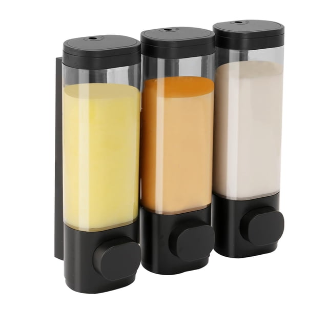 Dispensador de champú y acondicionador montado en la pared, negro