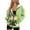 Gnome Leprechaun Shamrock and Rainbow, variant on COEQINE Women's Full Zip Up Hoodie Long Sleeve Oversized Sweatshirts Y2K Lightweight Casual Wear Workout Hummingbird and Flowers White Pattern Pockets Fashion Outfits Jacket, XS