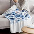 thumbnail image 3 of White Blue Flower Throw Blanket for Couch,Soft Lightweight Flannel Fleece Blanket,Vintage Pastoral Floral Petals Spring Microfiber Plush All Season Decorative Blankets for Sofa Office Travel 40"x50", 3 of 9