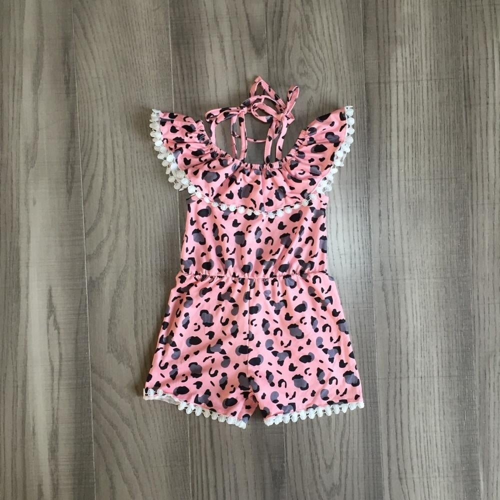 Nouveau ne Enfants Bebe Fille Vetements d Ete Leopard Impression Romper Combinaison hors Ensemble de Body Epaule Walmart
