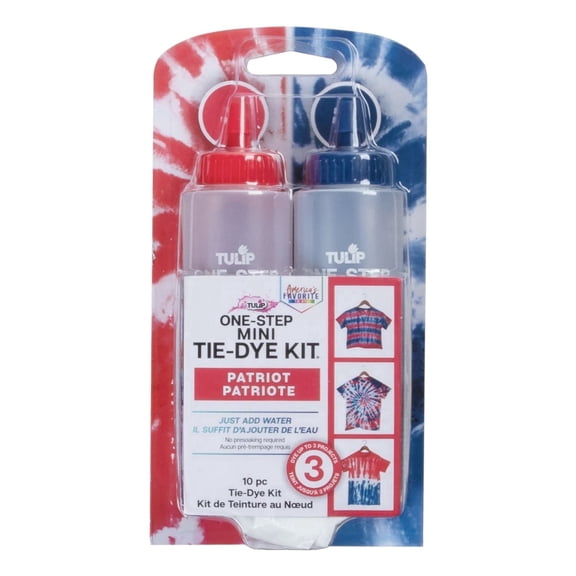 Tulip One-Step Mini Tie-Dye Kit Patriot - Red & Blue 2-Color Fabric Dye Set for Patriotic Projects