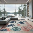 thumbnail image 2 of ODIKA 8'x10' Washable Area Rug Theme Turtle Door Nautical Coral Scatter Striped Border Reef for Living Room, Under Sectional, Family , Durable, Non-Slip, 2 of 7