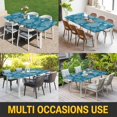 thumbnail image 5 of Blue Coastal Table Cloths for 4 Foot Rectangle Tables, Starfish Coral Summer Beach Ocean Patio Waterproof Elastic Fitted Tablecloths, Washable Rectangular Table Cover for Camping, 5 of 8