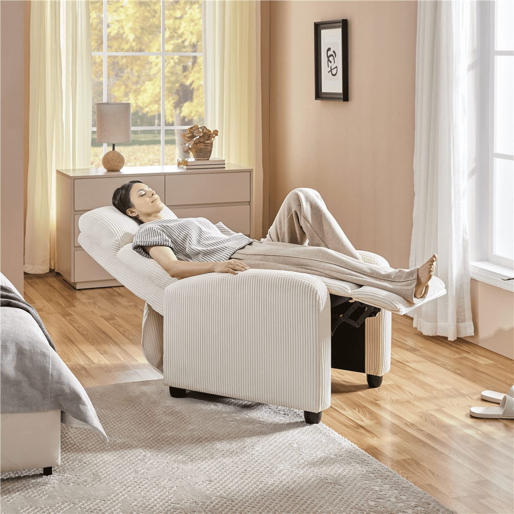 Renwick Modern Corduroy Recliner Chair with Pocket Springs, Beige