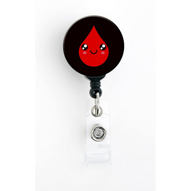 Kawaii Blood Drop - Retractable Badge Reel With Alligator Clip and