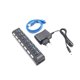thumbnail image 1 of Puerto de transferencia de datos de alta velocidad de 7 puertos USB 3.0 Splitter de transferencia de datos de alta velocidad con interruptores individuales y LED (enchufe de la UE), 1 of 4