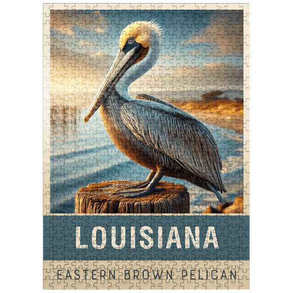 MyPuzzle - State Birds Series: Louisiana, Eastern Brown Pelican - Premium 500 Piece Jigsaw Puzzle for Adults