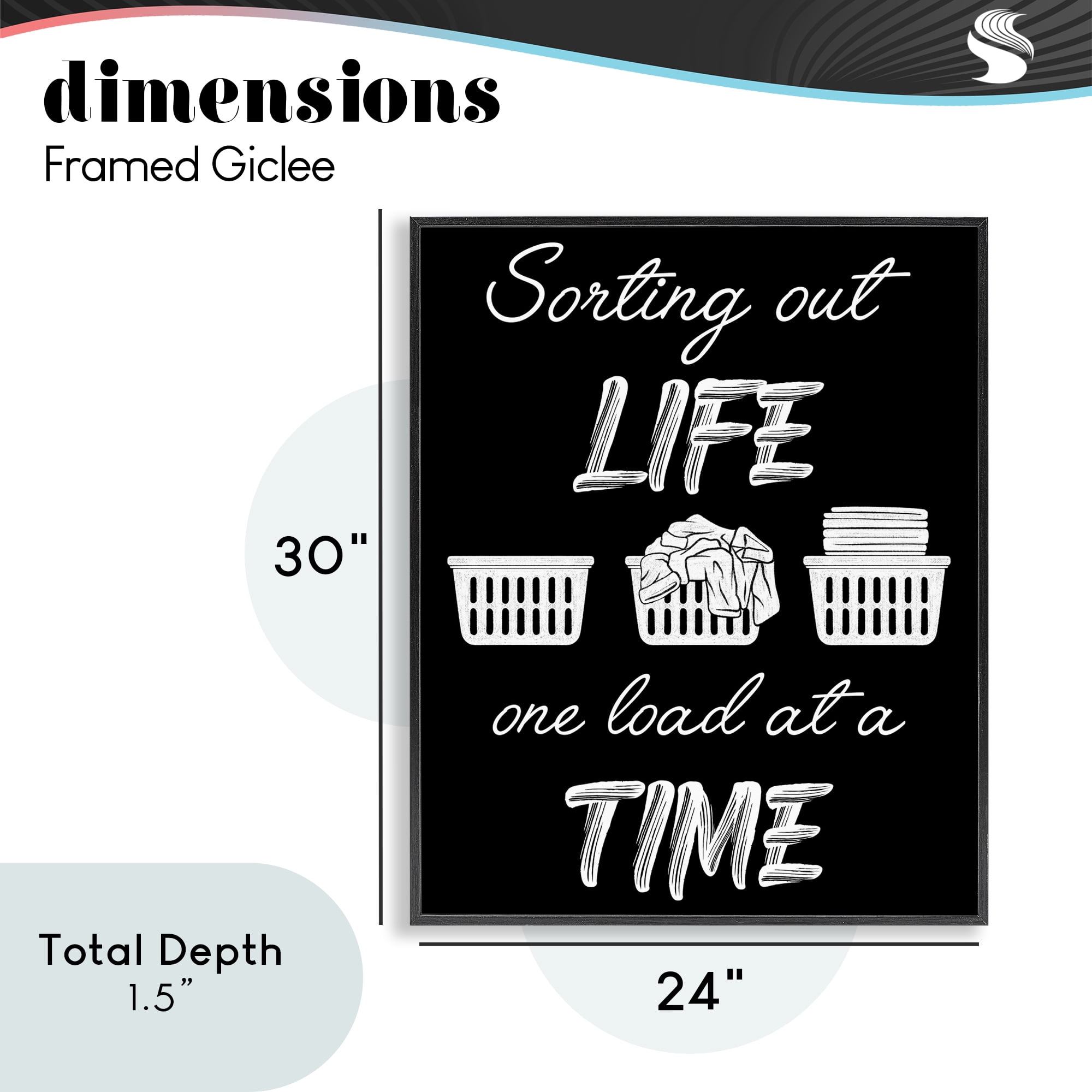 Sorting Out Life Laundry Black Framed Giclee Art, design by Marcus Prime