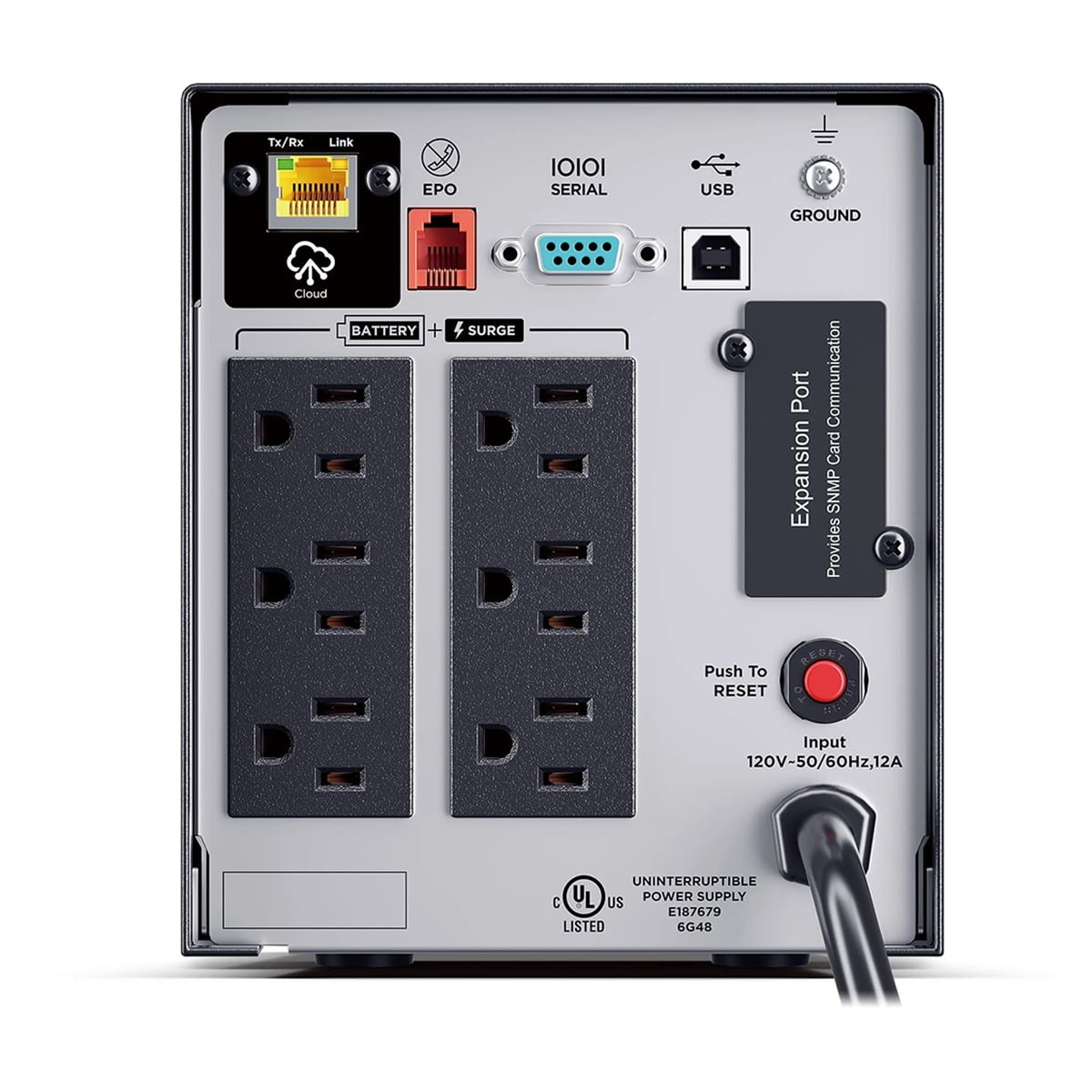 CyberPower PR750LCD3C Smart App Sinewave UPS Systems - 750VA/750W, 100 - 125 VAC, NEMA 5-15P, Tower, Sine Wave, 6 Outlets, LCD, PowerPanel® Business