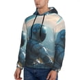 thumbnail image 3 of Wukai Astronaut Contemplating Planet Print Men Hoodies Fleece Sweatshirts Long Sleeve Sweaters Pullover Fall Outfits Winter Clothes-Small, 3 of 7