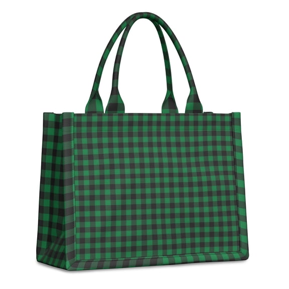 Large Capacity Tote Bag,Green Black Checkerboard Checkered Pattern Handbag Fashion Luxury Tote Bag,15.7"x13"x 5.1" Inches,Laptop Compatible