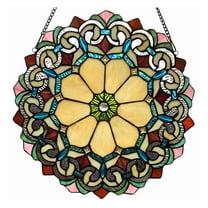 CHLOE Ayla Victorian Tiffany-glass Window Panel 18" Wide